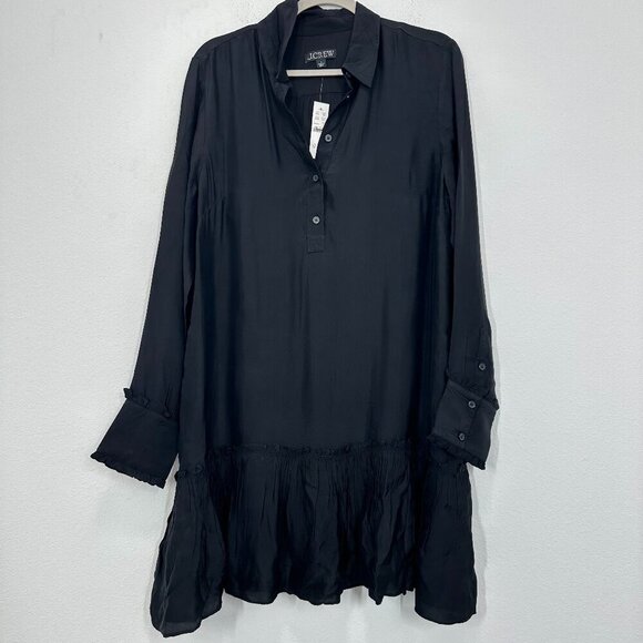 J. Crew Size Large Black Amelia popover shirtdress in drapey viscose twill NWT - Picture 1 of 9